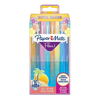 Paper Mate Flair Felt Tip Pens | Medium Point (0.7mm) | Assorted Tropical Vacation Colours | Cou