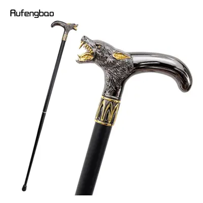 (black) Golden Black Wolf Head Biting Walking Cane Fashion Decorative Walking Stick Gentleman El