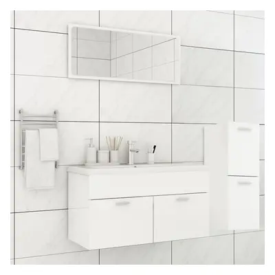 vidaXL Bathroom Furniture Set High Gloss White Engineered Wood Storage Cabinet