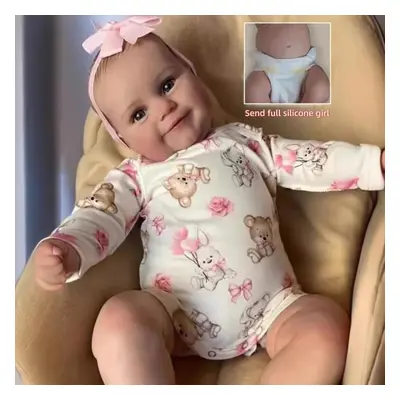 (as the picture, 50cm full silicone girl) 50/60cm Maddie Reborn Baby Toy Doll Lifelike Cloth Bod