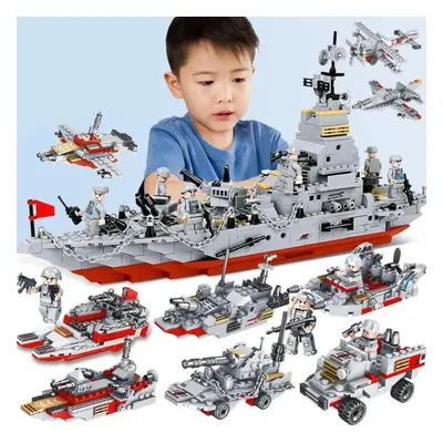 (Navy Robot-1000Pcs) 1256pcs Police Station Building Blocks Toys For Boys City Series Blocks Toy