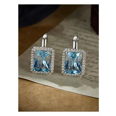 (sky blue) Umcho Luxury Nano Sky Blue Topaz Gemstone Clip On Earrings Jewelry Earrings For Women