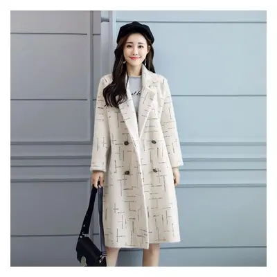 (white, L) Autumn And Winter New Thick Imitation Mink Velvet Women&apos;s Coat In The Long Thin 