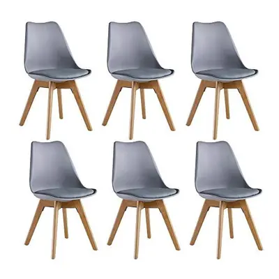 P&N Homewares (SET OF Lorenzo Tulip Chair Plastic Wood Retro Dining Chairs White Black Grey Red 