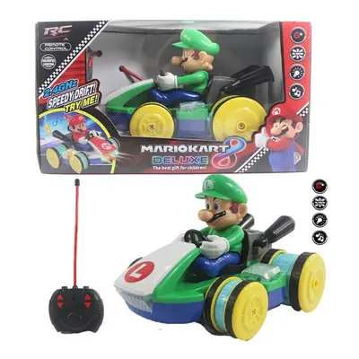 (Mario Green) Super Mario Luigi Radio Remote Control RC Racing Kart Car Vehicle Gift Kids Toys