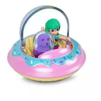 Polly Pocket Doll with Donut-Themed Die-cast Spaceship & Pet