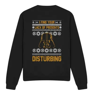 (L, Black) Star Wars Unisex Adult Lack Of Christmas Presents Fair Isle Sweatshirt