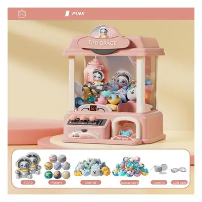 (coral pink) Doll Machine Coin Operated Play Game Mini Claw Catch Toy Machines Dolls Maquina Dul