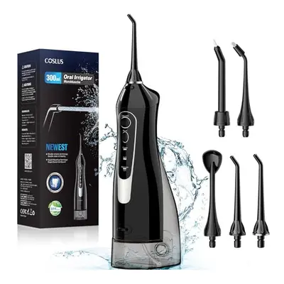 Water Dental Flosser for Teeth Cordless: COSLUS Portable Oral Irrigator 300ML Jet Tips Rechargea