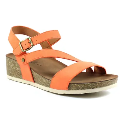 (5 UK, Orange) Lunar Womens/Ladies Cluster Wedge Sandals