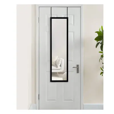 (Black) Over the Door Full Length Mirror Black or White Hanging Bedroom Wardrobe Workout