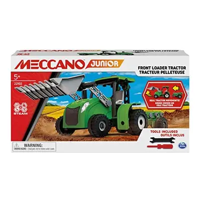 Meccano Junior, Front Loader Tractor with Moving Parts and Real Tools, Toy Model Building Kit, S