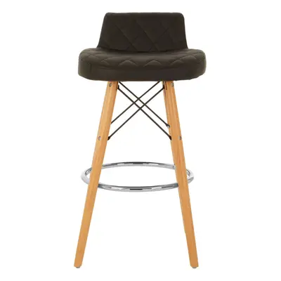 Black Leather Effect Seat Bar Stool, Comfortable Seating Faux Leather Bar Stool, Space-Saver Kit