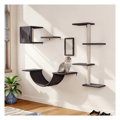 (Grey) Cat Tree Set with Hammock and Jumping Platform