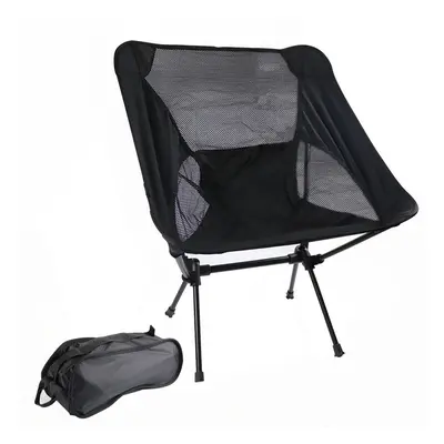 (Black) Folding Camping Chair Fishing BBQ Hiking Chair Picnic Lightweight Extended Chair Outdoor