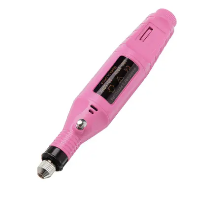 (Pink) Professional Acrylic Electric Engraving Pen Nail Art Drill File Manicure Pedicure Polishi