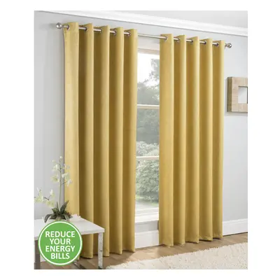 (Ochre, Width - 46" (117cm) x Drop - 90" (229cm) ) Vogue Eyelet Thermal Dim Out Curtains