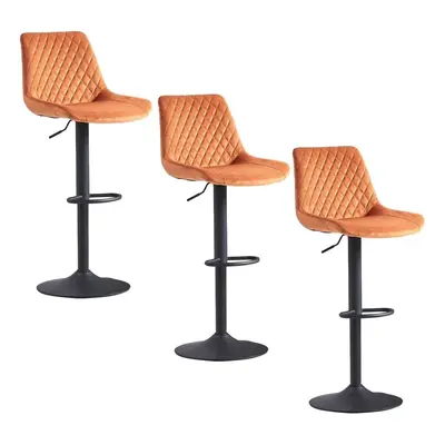 (3, ORANGE) 1X2X Bar Stools PU/ Velvet Breakfast Stool Chairs