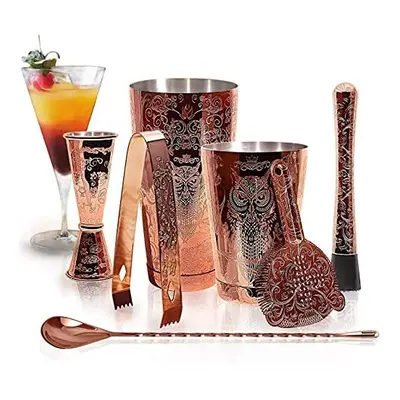 SKYFISH Cocktail Shaker Set Etching Copper Cocktail Shaker Kit in Gift Box Set of (Copper).