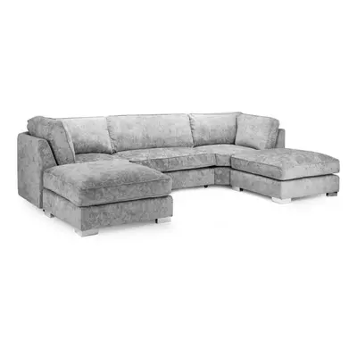 (Grey, Full Back Cushions) Bishop U-Shape Corner Sofa Alaska Fabric