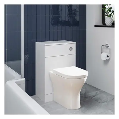 BTW Back to Wall Toilet Pan Concealed Cistern Unit 500mm Soft Close Seat White