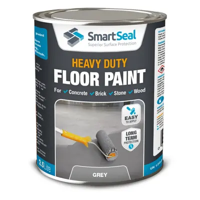 (2.5 Litres) SmartSeal Heavy Duty Floor Paint GREY - Premium Protection for High Traffic Areas, 