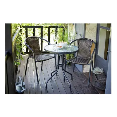 Tasmania Rattan Effect Patio/Balcony Set - Brown Bistro Table & Chairs Set