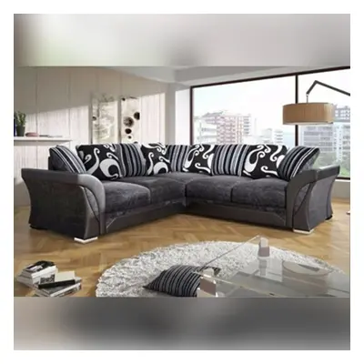 (Black Grey, Corner Sofa) Mario 3+2 Seater and Corner Bedroom Luxuries Sofa