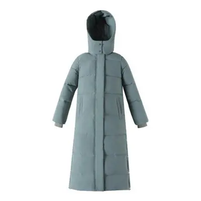 (green, XL) Women X-long Winter Jacket Hooded Side Split Windproof Warm Down Jacket Oversize Cot