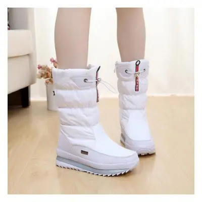 (white, 40) Winter Snow Boots Women&apos;s High Cotton Boots Winter Thickened Waterproof And Ant