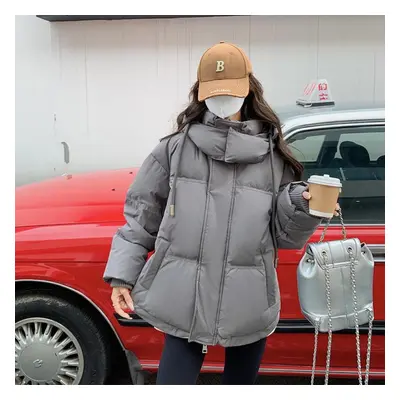 (gray, XL) Autumn Winter Cotton-padded Jacket Women Love Short Style Down Cotton Bread Coat