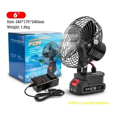 (black, ã6 inchesã5 capacity batteries) Cordless Rechargeable Electric Fan Household Outdoor