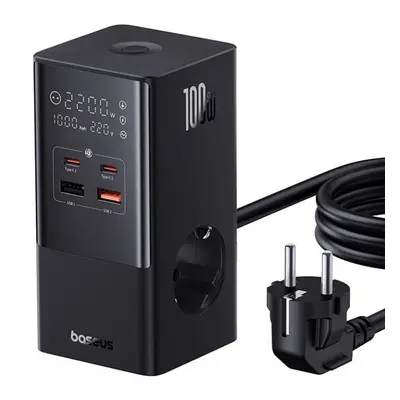 (black) Baseus Powercombo Tower Power Strip 2ac+2u+2c 100w Desktop Charger