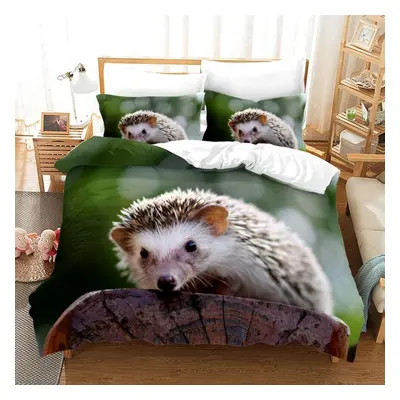 (as the picture, AU Double 180x210cm) 3D Hedgehog Bedding Set Animal Down Duvet Cover Pillowcase