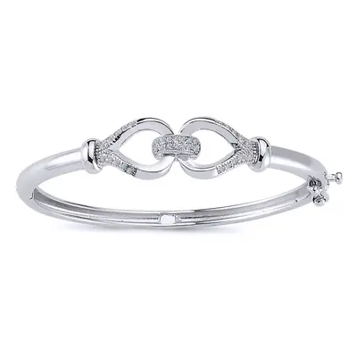 Jewelco London Girls Sterling Silver Cubic Zirconia Horse Snaffle Loop Baby Bangle Bracelet - BN