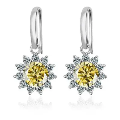 (yellow, 2x1ct) Bagueringen Women&apos;s Sterling Silver Jewelry Carat Moissanite Diamond Drop E