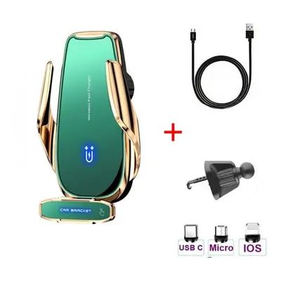 (gold, as picture) Fast Charging Wireless Charger 15w Car Magnetic Charge Phone Holder For Iphon