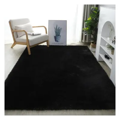 (black, 120X200cm) Solid Plush Carpets For Living Room Long Piles Furry Carpets Bedroom Home Dec