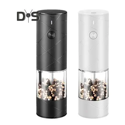 (black white) 1/2pcs Electric Spice Grinder Clear Visible Led Adjustable Handheld Usb Rechargeab