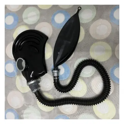 (navy blue, One Size) Half-face Silica Gel Gas Mask Fetish Latex Breathing Bag Rubber Tube Acces