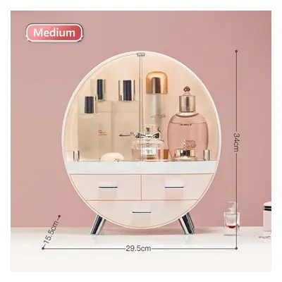 (pink, M) Cosmetic Storage Box Dressing Table Shelf Beauty Acrylic Desktop Large-capacity Transp