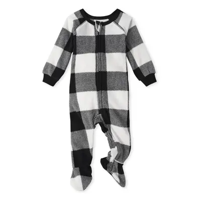 The Children's Place Baby Toddler One Piece Family Matching Holiday Pajama Sets Fleece Black/Whi