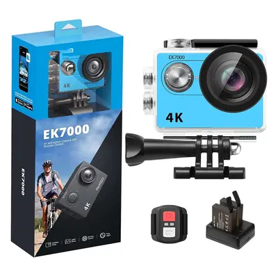 (Blue) EK7000 4K30FPS Action Camera - 20MP Ultra HD Underwater Camera Degree Wide Angle 98FT Wat