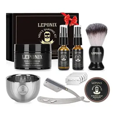 Straight Razor Shaving Kit, Includes Cut Throat Razor, Sandalwood Shaving Cream, Mens After Shav