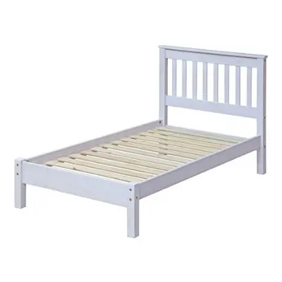 White Corona Pine Single Bed 3ft Solid Wood Low Foot End Bedframe Slatted Base