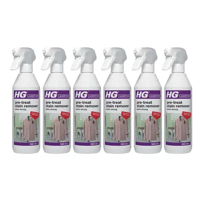 6 x HG Laundry Pre-Treat Stain Remover Extra Strong - 500ml