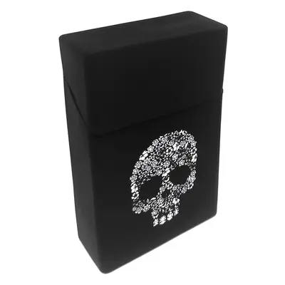 Silicone Cigarette Case Pack Box Cover Cig Holder King Size Cigarettes White Skull Black Design 