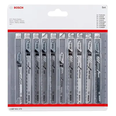 Bosch Professional 10-Piece Jigsaw Blades Set Clean for Wood and Laminate, Accessory for Jigsaw 