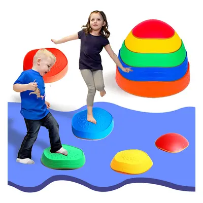 Party Club of America 5pcs Stepping Stones for Kids Plastic Balance Non-Slip Jumping Stones Coor