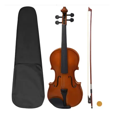 vidaXL Violin Full Set with Bow and Chin Rest Dark Wood 4/4 Music Instrument